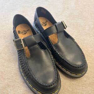 NEW Dr. Martens Black Leather T Bar Buckle Loafers